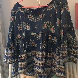 Red camel peasant top